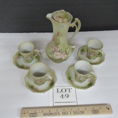 Nippon Chocolate Pot and 4 Matching Cup/Saucer Sets