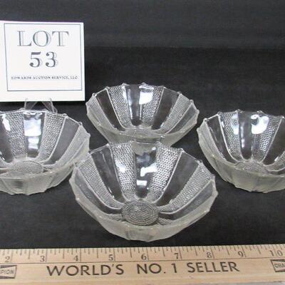 4 Small Jeanette Glass Co Dew Drop Glass Bowls