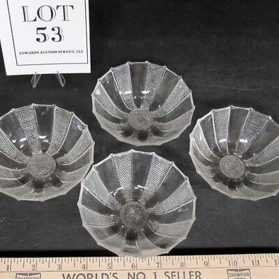 4 Small Jeanette Glass Co Dew Drop Glass Bowls