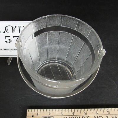 Nice Vintage Glass Ice Bucket, Barrel Theme