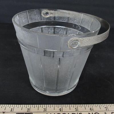 Nice Vintage Glass Ice Bucket, Barrel Theme