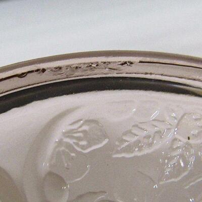 Pink Depresson Glass, Covered Sugar and Creamer, Cherry Blossom Pattern