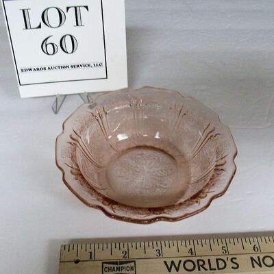 Pink Depression Glass, 6" Cereal Bowl, Cherry Blossom