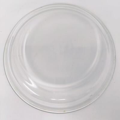 SET OF CLEAR PYREX AND AMBER ANCHOR HOCKING GLASS PIE PLATES