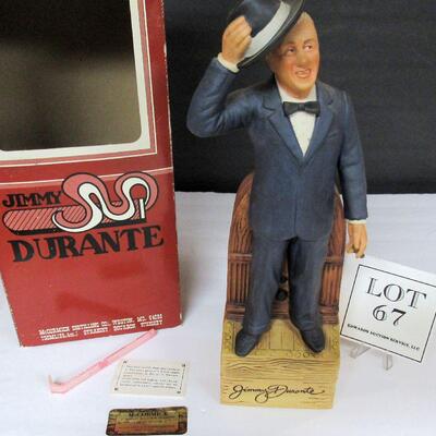 Jimmy Durante Liquor Bottle Music Box, JD McCormick, Limited Edition 4 Year 80 Proof Burbon Whisky