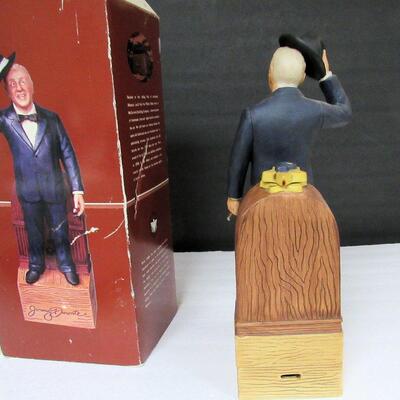 Jimmy Durante Liquor Bottle Music Box, JD McCormick, Limited Edition 4 Year 80 Proof Burbon Whisky