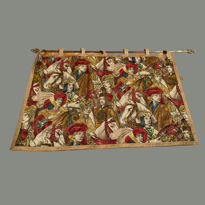 Vintage Rosel Modell Tapestry with Metal Rod - Made in Western Germany - Chevalier Art No. 210
