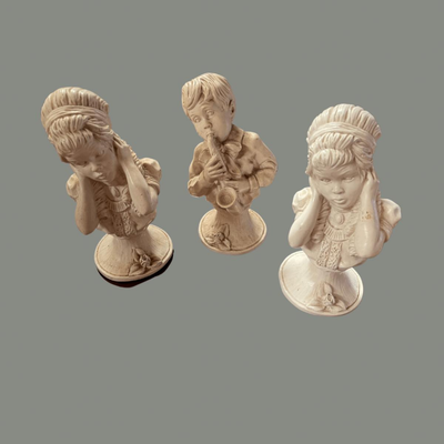 Three Universal Statuary Bust - Girls Covering Ears and Boy Playing Saxophone