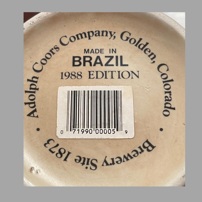 Vintage 1988 Coors Beer Stein Made in Brazil
