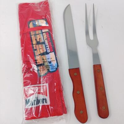 NEW VINTAGE MARLBORO GRILLING UTENSIL SET W/ CANVAS STORAGE BAG #2