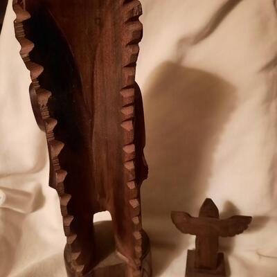 Ironwoood Carved Indian & Totem Pole