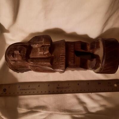 Ironwoood Carved Indian & Totem Pole