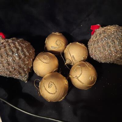 Gold Christmas Ornaments Lot of 18