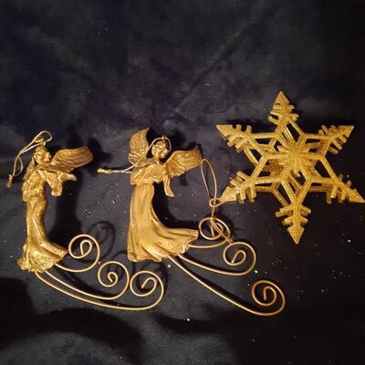 Gold Christmas Ornaments Lot of 18