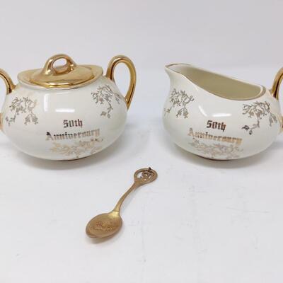 50TH ANNIVERSARY CREAM AND SUGAR SET