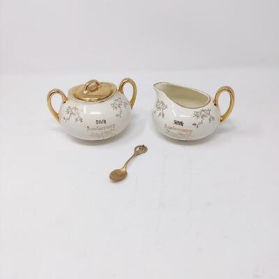 50TH ANNIVERSARY CREAM AND SUGAR SET
