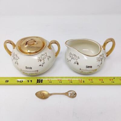 50TH ANNIVERSARY CREAM AND SUGAR SET