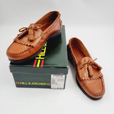 HILL & ARCHER TAN LEATHER LOAFERS MENS SIZE 9.5