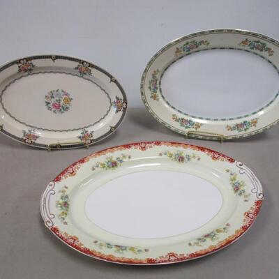 Oval Serving Platters - "Meito"  "Crown Lion Ivory"
