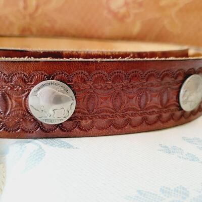 LEATHER BUFFALO NICKLE MENS BELT