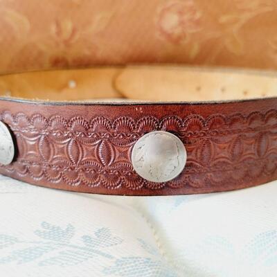 LEATHER BUFFALO NICKLE MENS BELT