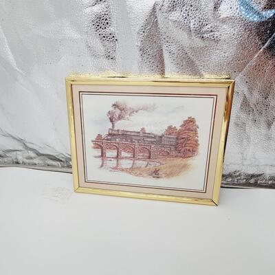GOLD FRAMED TRAIN ARTWORK
