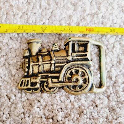 VINTAGE BRASS TRAIN BELT BUCKLE