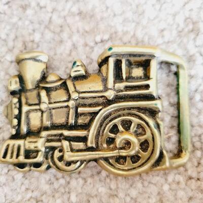 VINTAGE BRASS TRAIN BELT BUCKLE