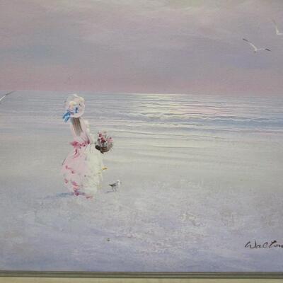 Framed Ocean Painting On Canvas