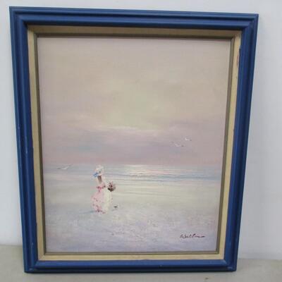 Framed Ocean Painting On Canvas
