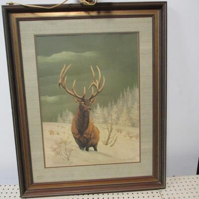 Signed Guy Coheleach Wapiti Stag Lithograph