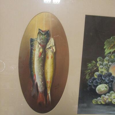 Framed Fish & Fruit Art