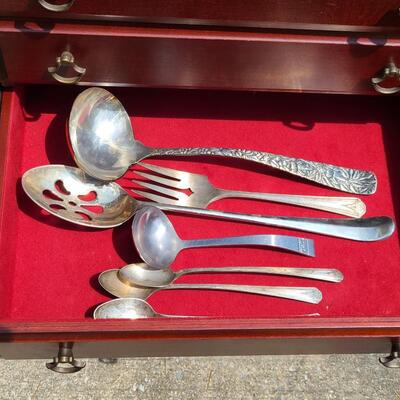 Lot 153: Silverware Chest w/Silver Plate Sets