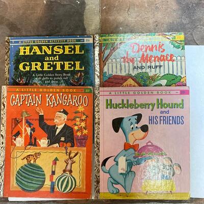 Lot of Little Golden Books, Captain Kangaroo, Huckleberry Hound, Dennis the Menace, Hansel and Gretel
