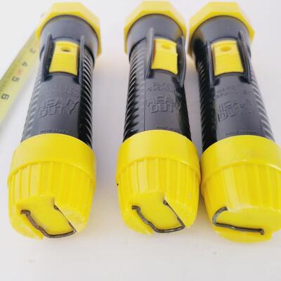 3 PLASTIC YELLOW & BLACK FLASHLIGHT
