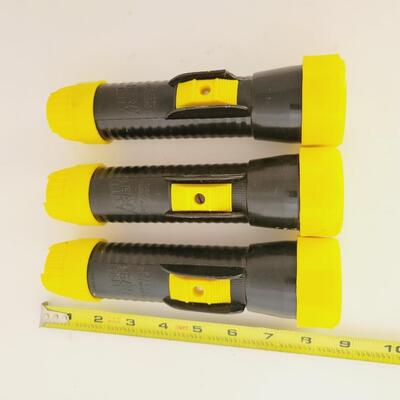 3 PLASTIC YELLOW & BLACK FLASHLIGHT
