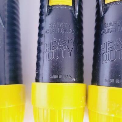 3 PLASTIC YELLOW & BLACK FLASHLIGHT