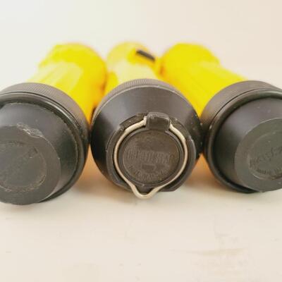 3 YELLOW & BLACK RAYOVAC FLASHLIGHTS