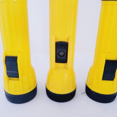 3 YELLOW & BLACK RAYOVAC FLASHLIGHTS