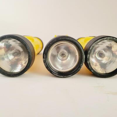 3 YELLOW & BLACK RAYOVAC FLASHLIGHTS