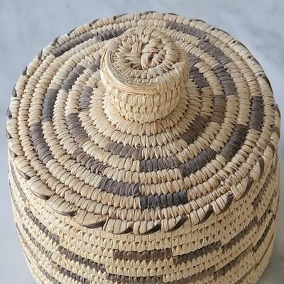 Lot 56: Native American Woven Basket with Lid