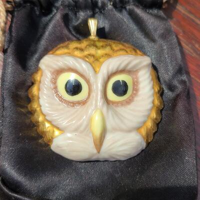 Lot 158: Vintage Porcelain Boehm Owl Pendant