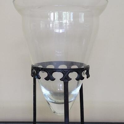 Lot 74: Glass Vase on a Metal Stand