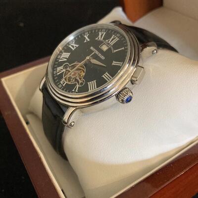 Montrichard Model No. 12 Automatic Menâ€™s Watch with Date and Adjustable Leather Band