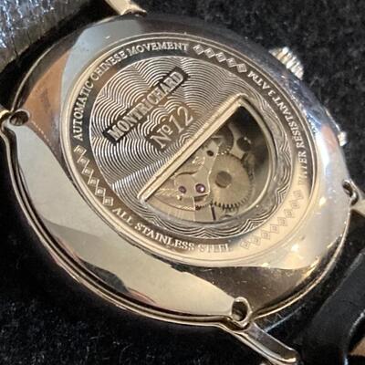 Montrichard Model No. 12 Automatic Menâ€™s Watch with Date and Adjustable Leather Band