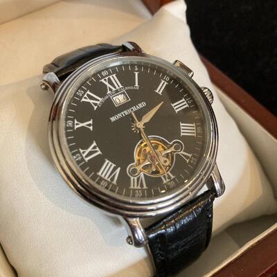 Montrichard Model No. 12 Automatic Menâ€™s Watch with Date and Adjustable Leather Band