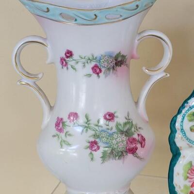 Lot 85: Vintage Handpainted Porcelain Tray and Vase