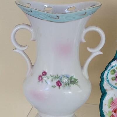 Lot 85: Vintage Handpainted Porcelain Tray and Vase