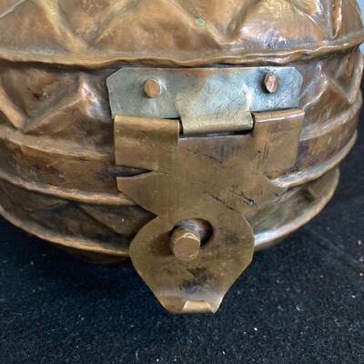 Vintage Turkish Brass Round Globe Lunchbox and Latch