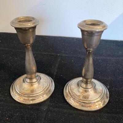 Gorham Suffolk Silver Pair Mantel Console 6 " Candleholders